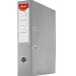 Biblioraft plastifiat Noki, A4, portret, 7cm, buzunar eticheta, inele metalice - gri