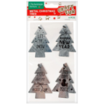 Decoratiuni Craciun Craft with Fun 412802, brad pandantiv, metalic, argintiu, set 4 buc
