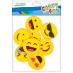 Forme decorative - hartie gumata autoadeziva - emoji, galben, set 8 buc, Craft with Fun, 463729