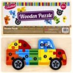 Jucarie bebelusi din lemn - puzzle camion, multicolor - MegaCreative 474356, 18+ luni