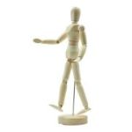 Manechin articulat reglabil forma barbat, CNX, 20cm, lemn natur