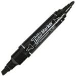 Marker permanent CNX G-122CL, varf rotund / varf tesit, 2 capete, negru