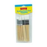 Pensula Cnx 1042, varfuri diferite, maner lemn, par alb, set 6 buc