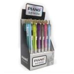 Pix cu bila CNX PT-017 Piano, 0. 7mm, cu mecanism, corp transparent, clips argintiu, diverse culori, culoare scriere albastru