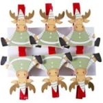 Accesorii creatie - lemn - carlig ren, colorat, 3.5cm, set 6 buc, Colorarte