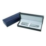 Set cadou stilou + pix Office-Cover, metalic, argintiu cu striatii cutie cu clapeta