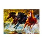 Set creativ - pictura cu diamante 40x50cm, CNX Paint by Beads - 3 cai salbatici - cu cifre si litere, 8247