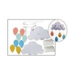 Set accesorii creatie nori fetru, 14cm, dublu, ac plastic, ata, lipici, vata sintetica, instructiuni