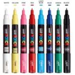 Set markere pe baza de apa UNI PC-1M 0. 7 mm, 8 culori de baza, Posca