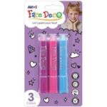 Face Deco AMOS FD5B3G Printesa - set de 3 culori: bleu, roz, siclam