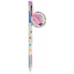 Creion multicolor Trendhaus Jumbo XXL CH31235, HB, cu guma de sters si ascutitoare