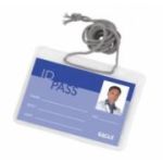 Suport ecuson cu snur Eagle EC004/6, orizontal, 110x70mm, plastic, transparent, set 12 buc