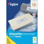 Etichete autocolante Agipa 101126/119005, 16/A4, 105x35 mm, permanente, colturi drepte, alb, top 100 coli (1600 etichete)