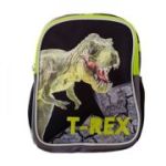 Ghiozdan St. Majewski Bambino TRex, 1 compartiment, 3 buzunare, negru cu verde
