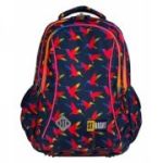 Ghiozdan St. Majewski St. Right Rainbow Birds, 3 compartimente, 2 buzunare, negru cu rosu