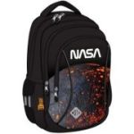 Ghiozdan St. Majewski St. Right Red Planet, 39cm, 3 compartimente, negru cu portocaliu