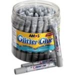 Lipici lichid cu sclipici, argintiu, borcan cu 50 buc, Amos, GCL10BK50