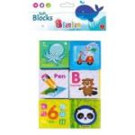 Jucarie de baie bebelusi, cuburi moi cu animale, cifre si litere, set 6 buc.,- Bam Bam 432485, 6+ luni