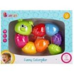 Jucarie bebelusi zornaitoare, omida, 8 piese colorate, Bam Bam 428322, 12+ luni