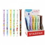 Pix cu gel cu stergere Starpak, 0. 5 mm, cu mecanism, cu guma de sters, diverse culori, model Teddy Bear, scris albastru