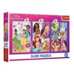 Puzzle carton 3in1, 3x80 piese Princess, Trefl