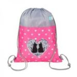 Rucsac cu snur pentru copii St. Right Sequin Cats 625909, roz cu gri, 34x43 cm