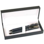 Set cadou stilou + pix Cresco Exclusive S 830146 ES-03, corp metalic negru clips argintiu