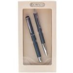 Set cadou stilou + pix Cresco Winner 880059, corp metalic gri pastel clips argintiu