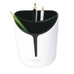 Suport instrumente de scris Eagle P5129, 11. 3x13. 3cm, 3 compartimente detasabile, plastic, alb-negru