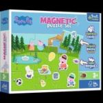 Set Puzzle magnetic 9 piese + 12 cartoane + magneti Trefl Primo Peppa Pig se distreaza