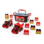 Set masinute si cuburi constructii - Mammoet, 28.5x19.5x15.5 cm, Polesie