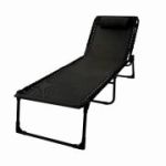 Sezlong pliabil din otel 189x59x34 cm din otel si fir textilene MESTERINO KJF3797, culoare neagra