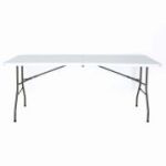 Masa pliabila 4 persoane din otel si HDPE MESTERINO KJC2061, 180x70x74 cm, culoare alba