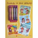 Activitati in orice anotimp. Carte de colorat cu 4 creioane cerate