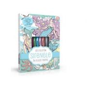 Sa coloram sirenele in culori pastel (4 carioci pastel, 2 tuburi de lipici cu sclipici)
