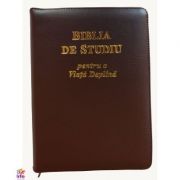 Biblia de studiu pentru o viata deplina. Coperta din piele de culoare maro, fermoar si index, LPI132