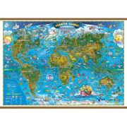 Harta lumii pentru copii, 1400x1000 mm, cu sipci (GHLCP)
