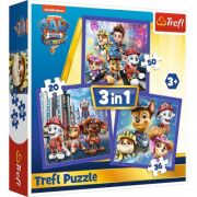 Puzzle 3in1 Patrula catelusilor gata de actiune cu 106 piese