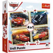 Puzzle 4in1 Cars - pe locuri, fiti gata, start!