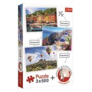 Puzzle, Portofino, Santorini, Cappadocia, 3x500 piese