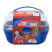 Cutie albastra cu plastilina in 6 culori, 3 buc x 75 g, Lolliboni