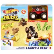 Lansator si masina hot wheels monster truck