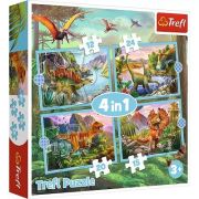Puzzle 4in1 Lumea dinozaurilor, Trefl