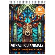 Carte de colorat, 50 de ilustratii, Vitralii cu Animale