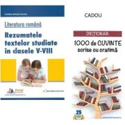 Literatura romana. Rezumatele textelor studiate in clasele 5-8 + CADOU Dictionar 1000 de cuvinte scrise cu cratima