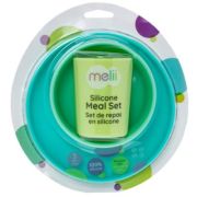 Set 3 recipiente silicon hrana bebe, blue-lime-mint, Melii