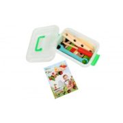 Jucarie educativa lemn trusa scule + accesorii/caseta PVC cu maner (J922)