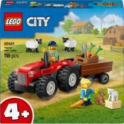 LEGO City. Tractor de ferma rosu cu remorca si oi 60461, 116 piese