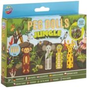 Set creativ DIY, Figurine din lemn, Peg Dolls, Jungla