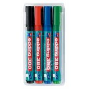 Marker Edding 380 pentru flipchart, varf rotund, 1. 5-3 mm, 4 culori/set